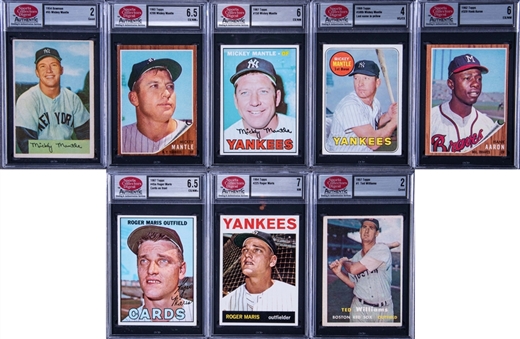 1954-1982 Topps and Bowman Stars and Hall of Famers Graded Collection (15 Different) Including Mantle (4) and Williams 